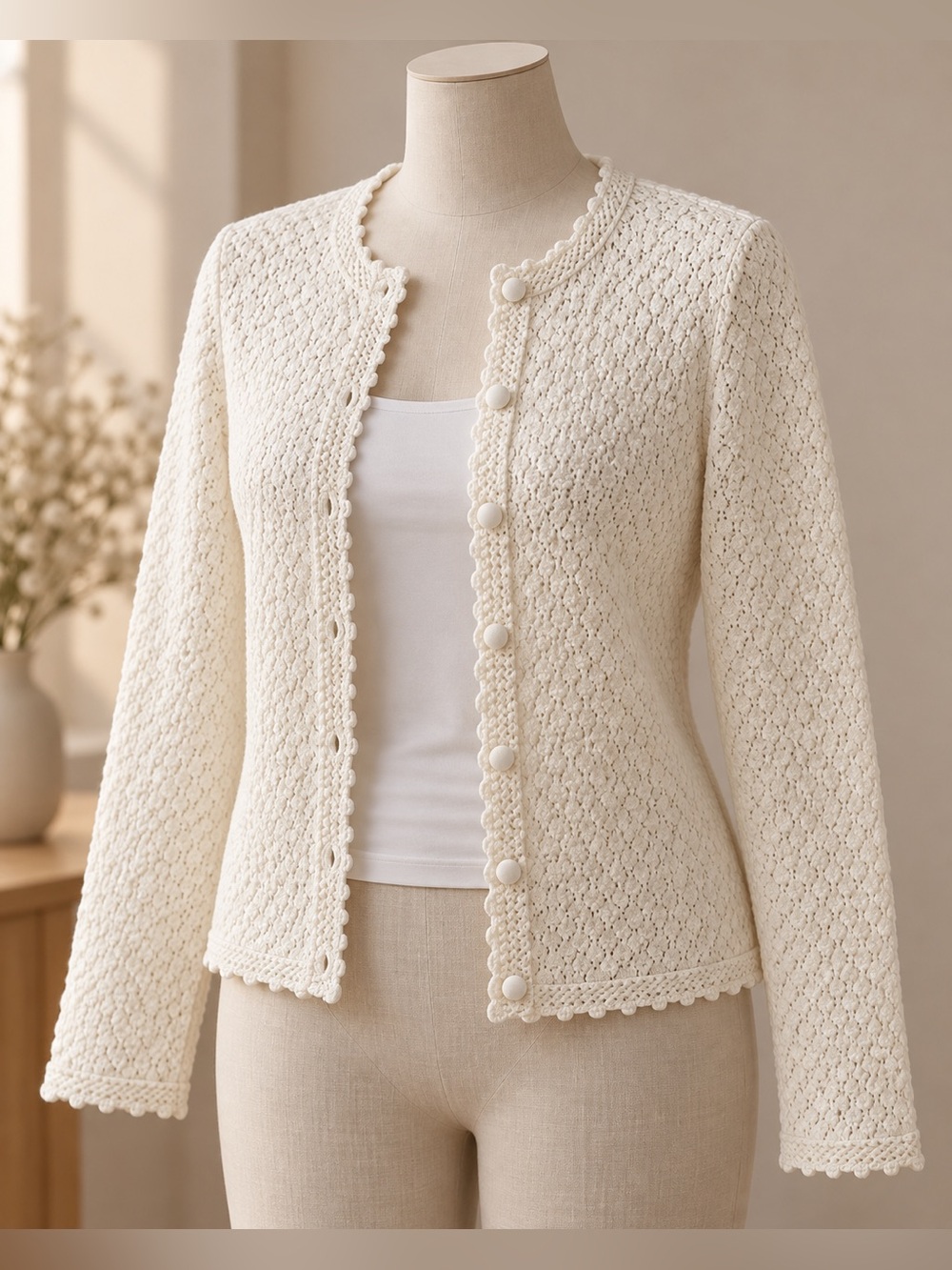 NWT Madewell The Signature Knit Cardigan Frost Pointelle Size M